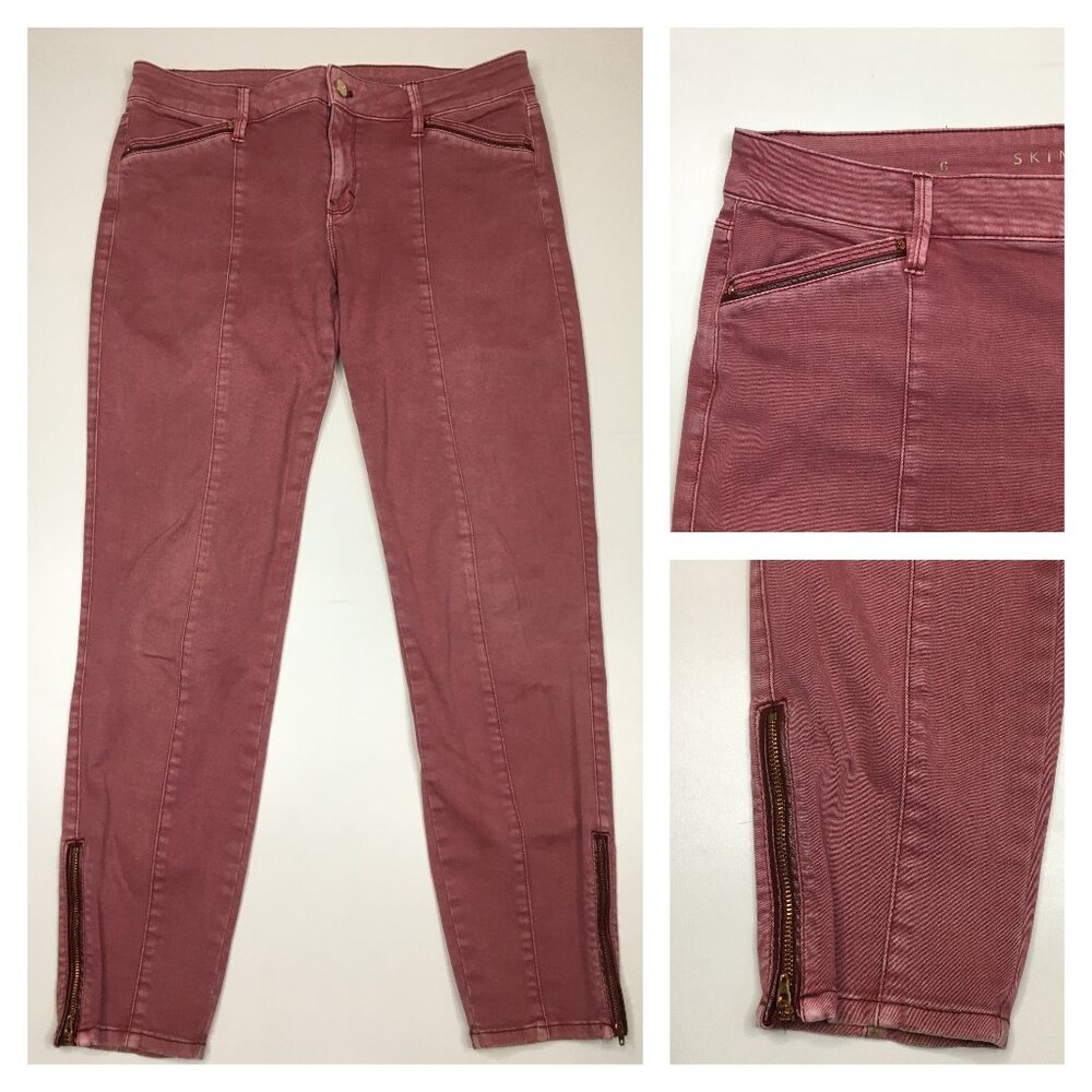 WHBM WHITE HOUSE BLACK MARKET Dark Pink THE SKIMMER Zip Ankle Jeans